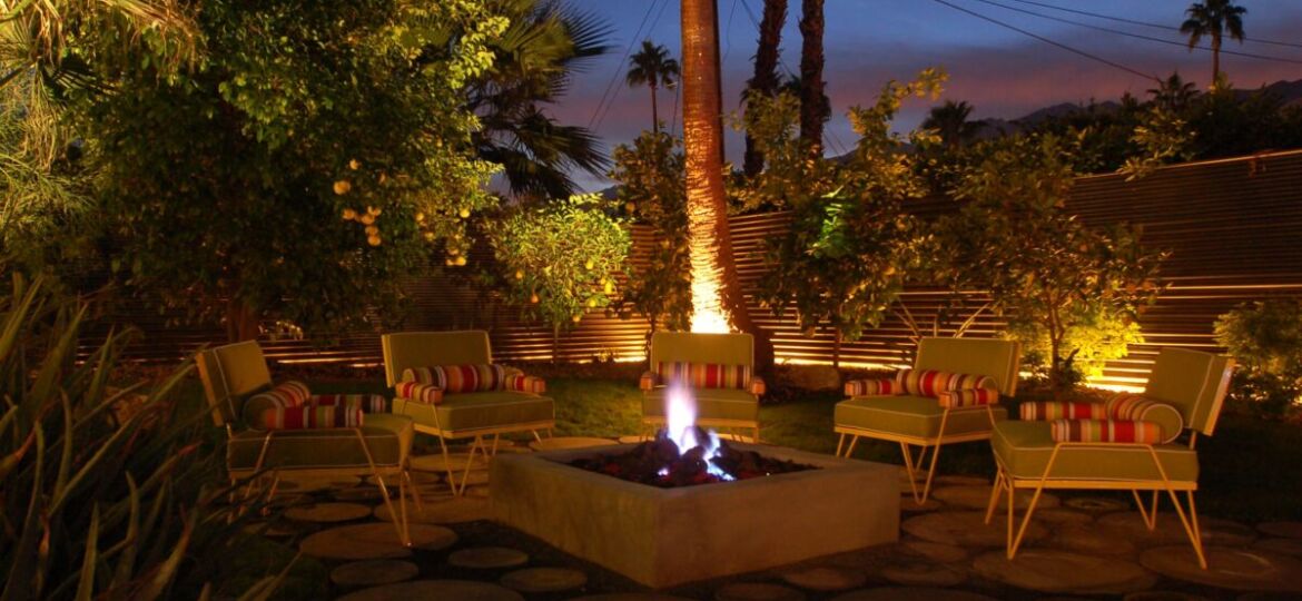Cozy outdoor seating with a fire pit.